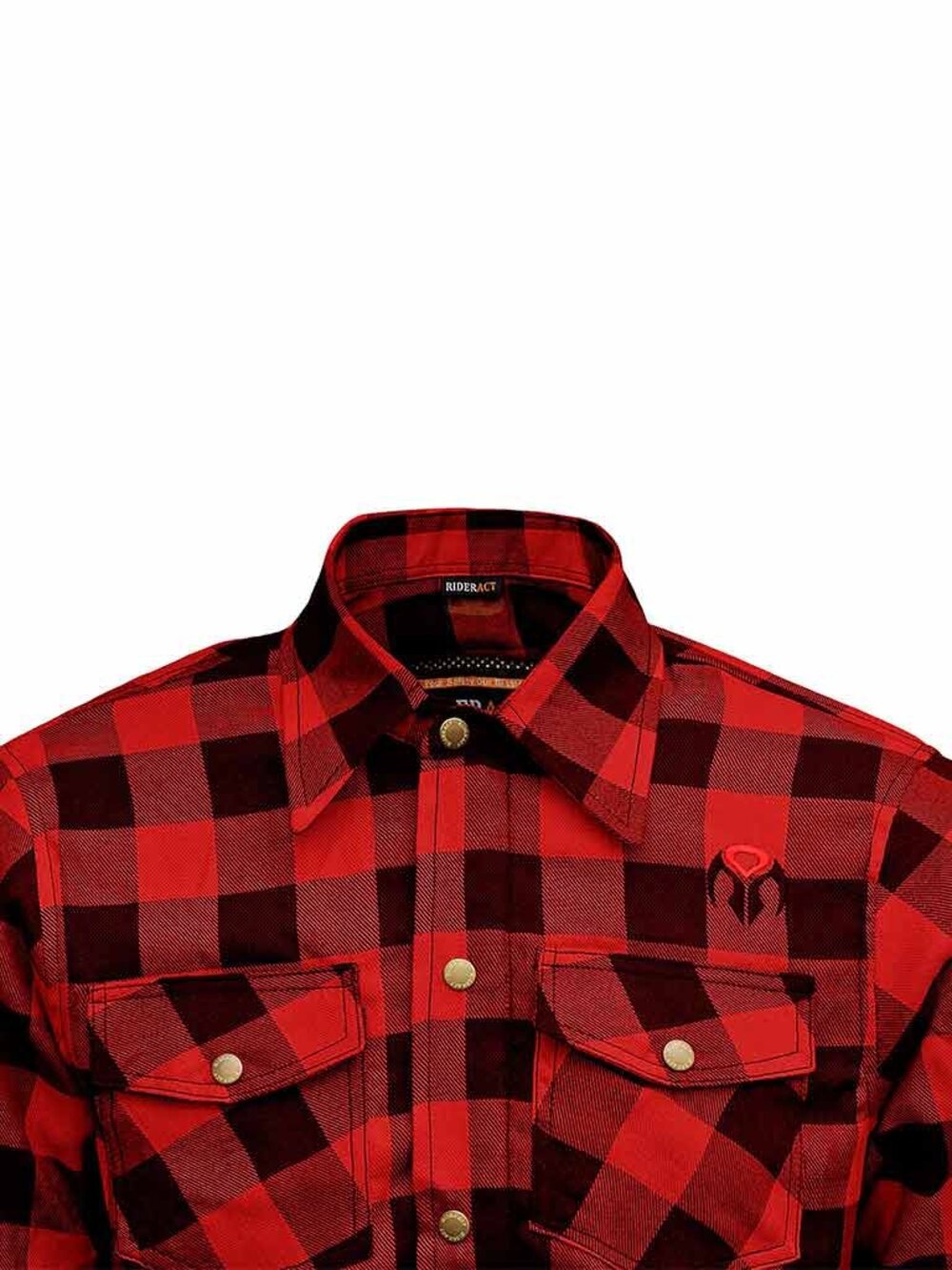 RIDERACT Protective Flannel Motorcycle Shirt Red Black